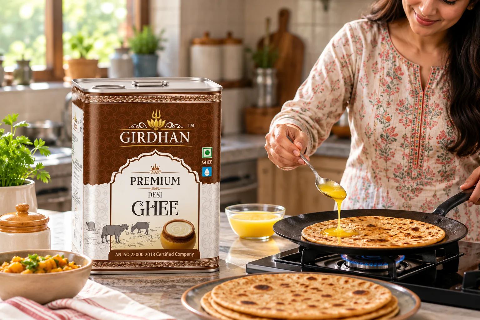 Girdhan ghee served with homemade parathas